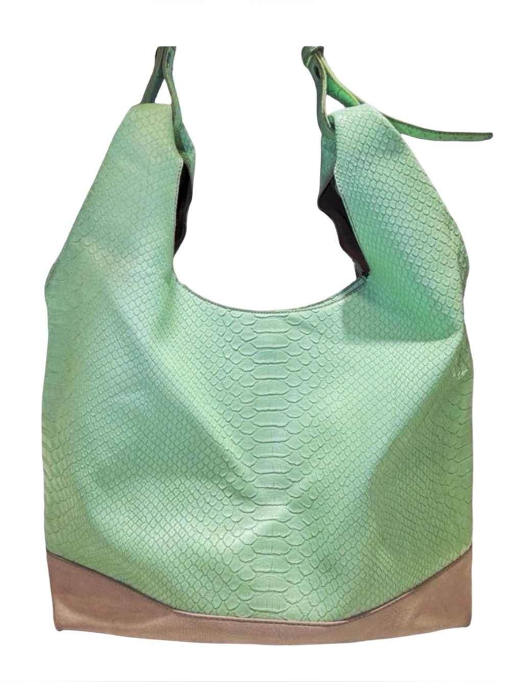 Danielle Nicole Green Faux Leather Hobo Bag | Textured Snake Embossed Shoulder - Picture 7 of 11